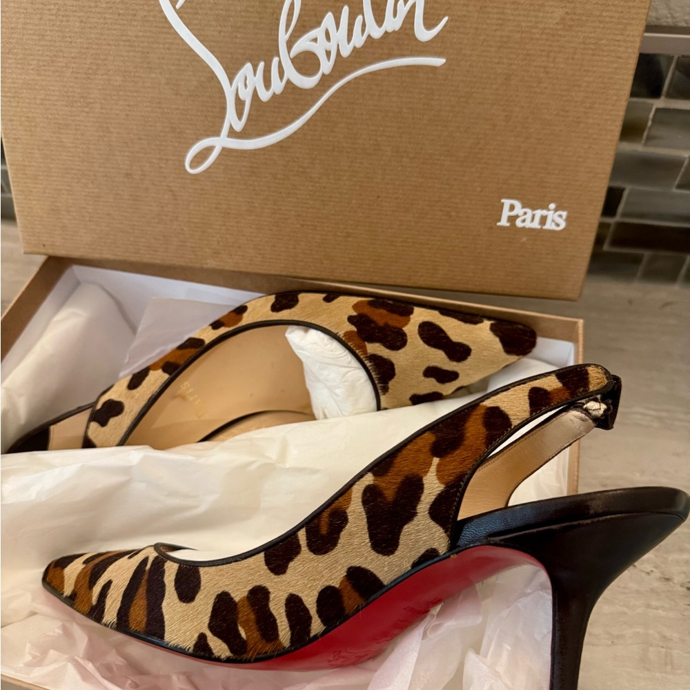 Christian Louboutin Leopard Print Slingback Heels